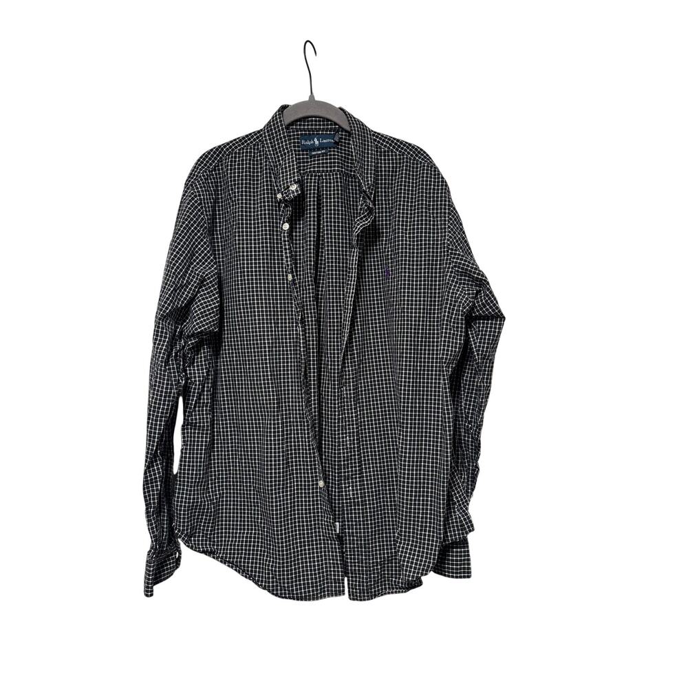 Ralph Lauren XL Custom Fit Black White Check Shirt - Picture 2 of 8